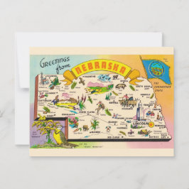 Cartão Postal Mapa Colorido de Nebraska