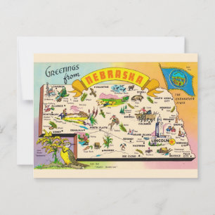 Cartão Postal Mapa Colorido de Nebraska