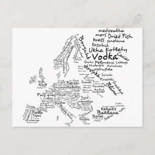 Cartão Postal Mapa comida da Europa