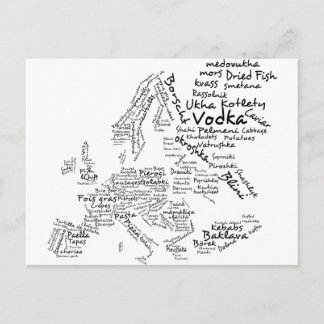 Cartão Postal Mapa comida da Europa