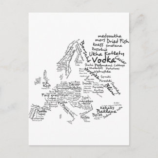 Cartão Postal Mapa comida da Europa