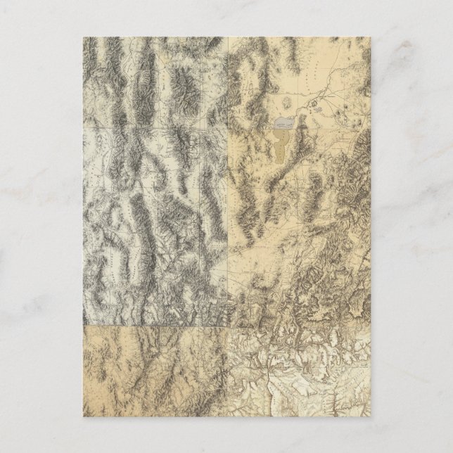 Cartão Postal Mapa composto de Arizonas, Nevada e Utah (Frente)