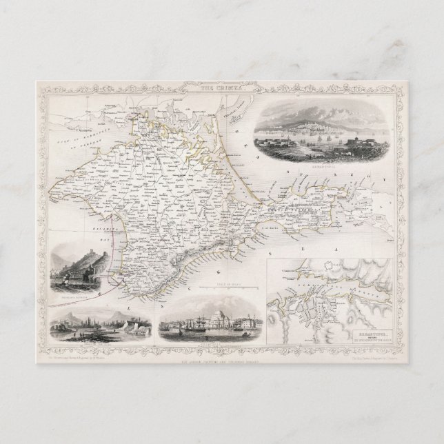 Cartão Postal MAPA: CRIMEA, c1855 (Frente)