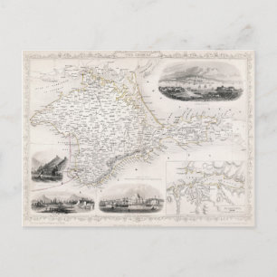 Cartão Postal MAPA: CRIMEA, c1855