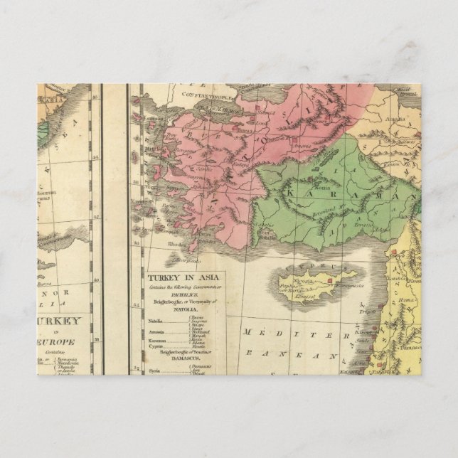 Cartão Postal Mapa cronológico da Turquia (Frente)
