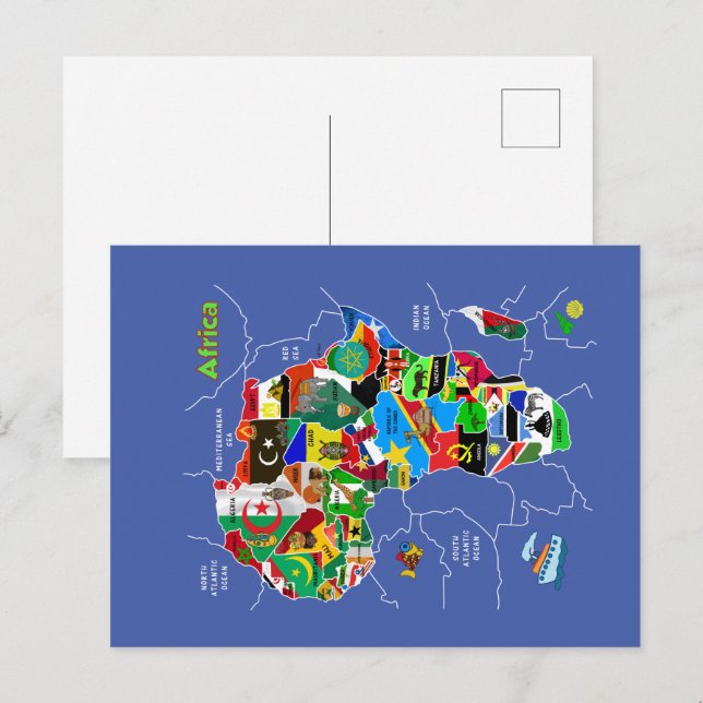Cartão Postal Mapa da África (Frente/Verso)