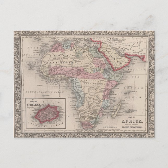 Cartão Postal Mapa da África com a Rua Helena (Frente)