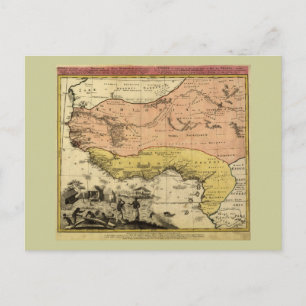 Cartão Postal Mapa da África Ocidental em 1743