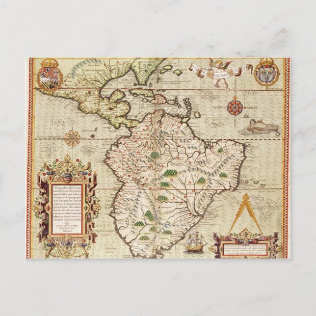 Cartão Postal Mapa da América Central e do Sul (Frente)
