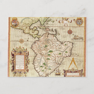 Cartão Postal Mapa da América Central e do Sul