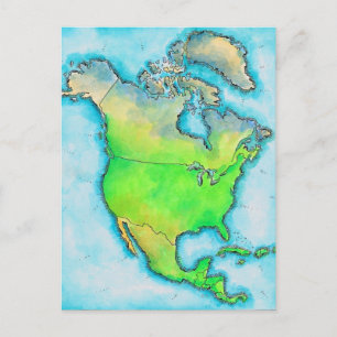 Cartão Postal Mapa da América do Norte