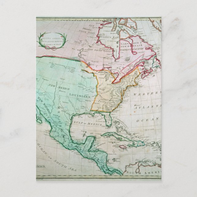 Cartão Postal Mapa da América do Norte (Frente)