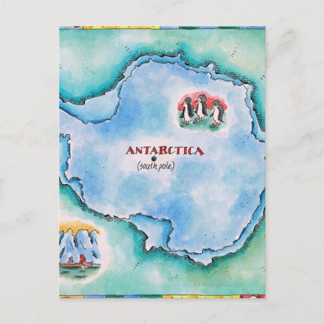 Cartão Postal Mapa da Antártica (Frente)