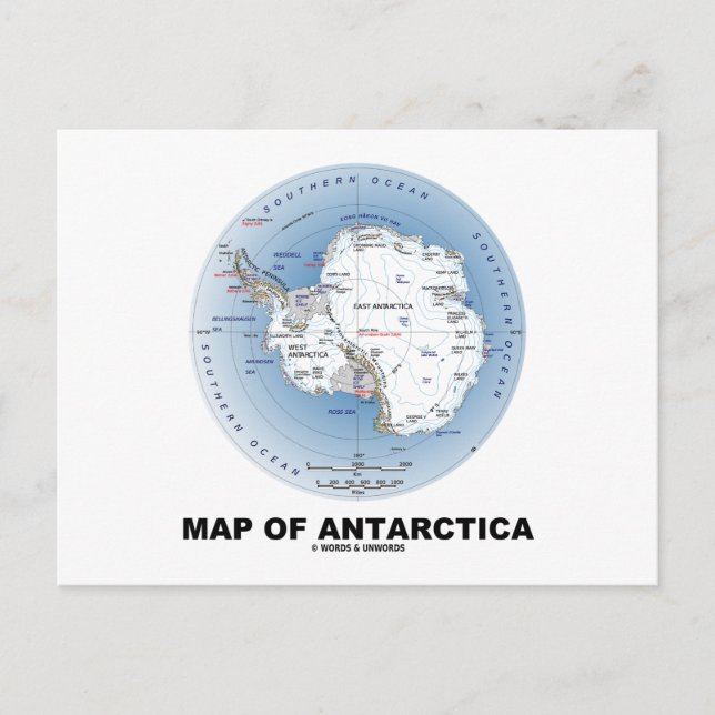 Cartão Postal Mapa Da Antártica (Geografia) (Frente)