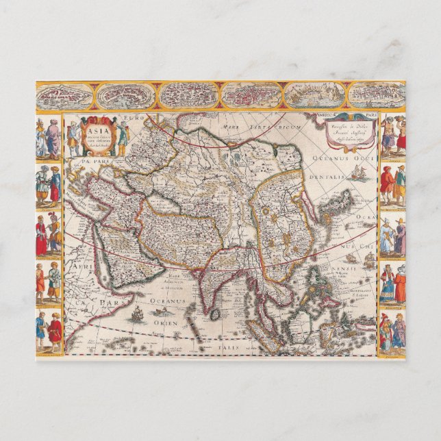 Cartão Postal Mapa da Ásia 4 (Frente)