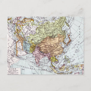 Cartão Postal Mapa da Ásia do século XIX
