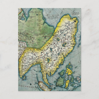 Cartão Postal Mapa da Ásia no início do século XVI