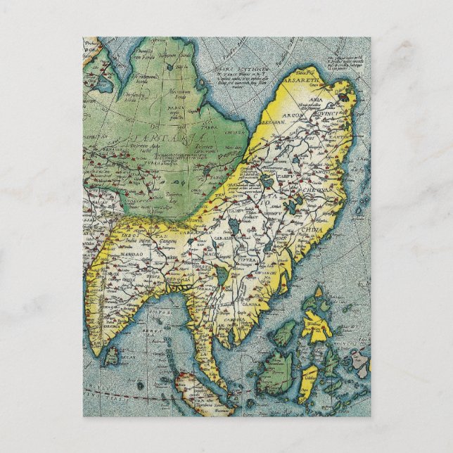 Cartão Postal Mapa da Ásia no início do século XVI (Frente)