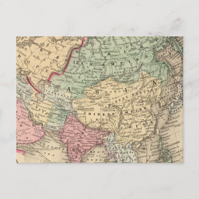 Cartão Postal Mapa da Ásia por Mitchell (Frente)