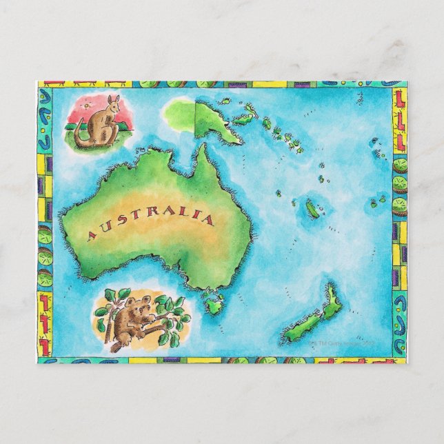 Cartão Postal Mapa da Austrália (Frente)