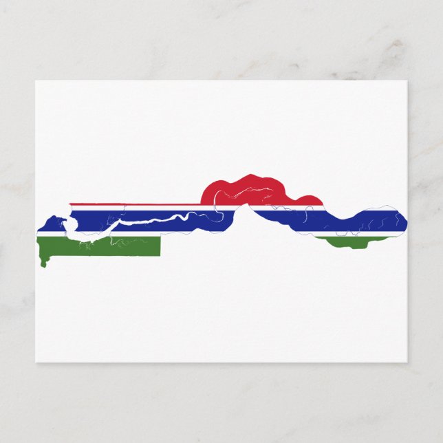Cartão Postal Mapa da bandeira da Gâmbia GM (Frente)
