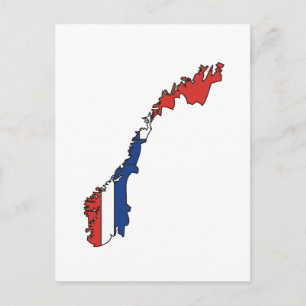 Cartão Postal mapa da bandeira da Noruega