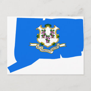 Cartão Postal Mapa da Bandeira de Connecticut