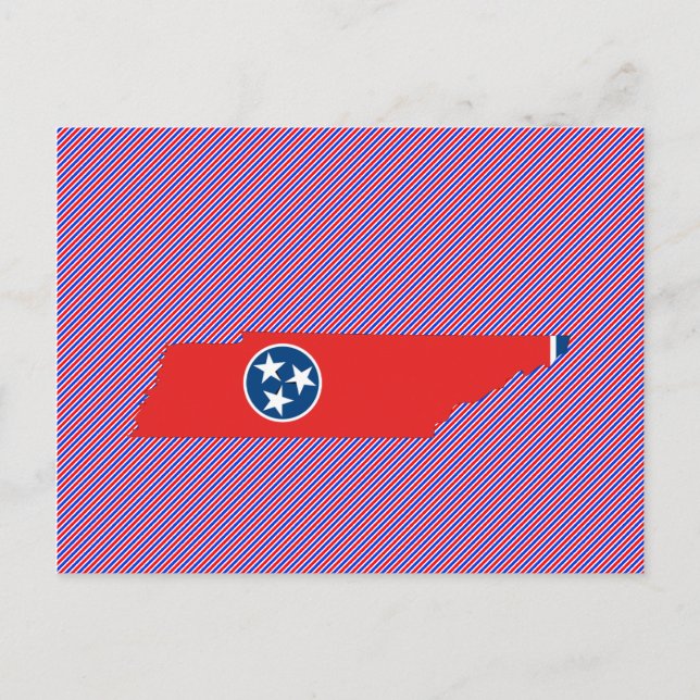 Cartão Postal Mapa da Bandeira do Tennessee (Frente)
