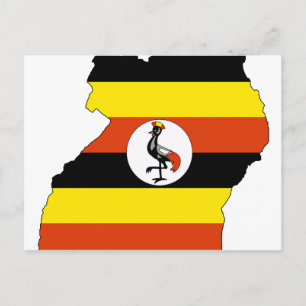 Cartão Postal Mapa da bandeira do Uganda