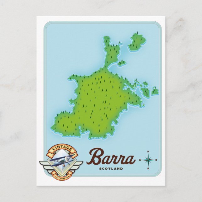 Cartão Postal Mapa da Barra Escócia (Frente)