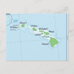 Cartão Postal Mapa da Cadeia das Ilhas Havaianas