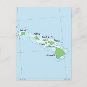 Cartão Postal Mapa da Cadeia das Ilhas Havaianas