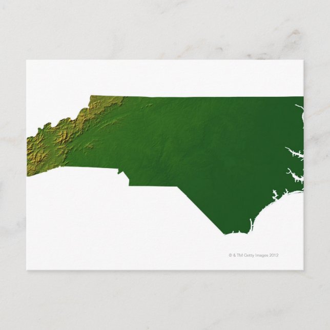 Cartão Postal Mapa da Carolina do Norte (Frente)