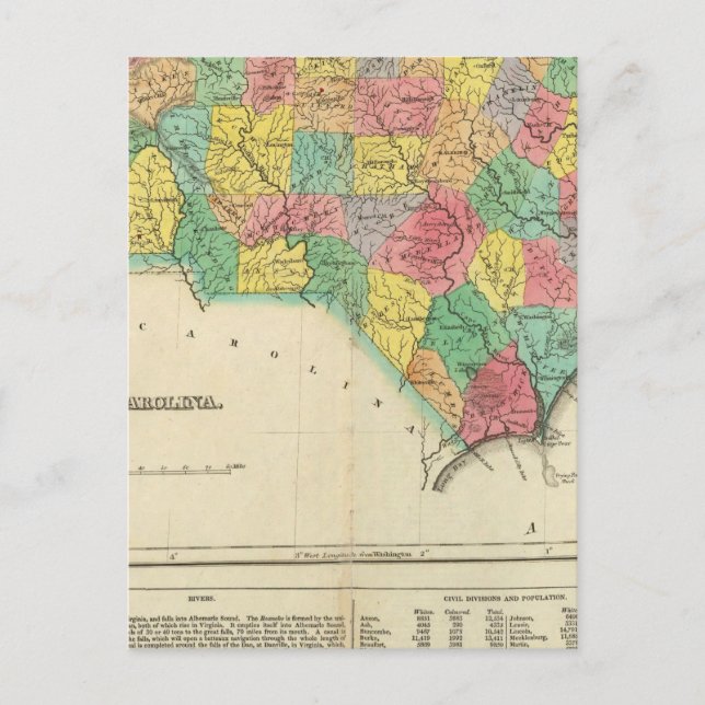Cartão Postal Mapa Da Carolina Do Norte (Frente)