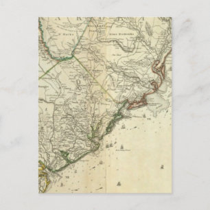 Cartão Postal Mapa Da Carolina Do Norte E Do Sul