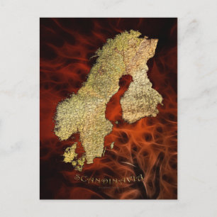 Cartão Postal Mapa da Cartografia Escandinávia