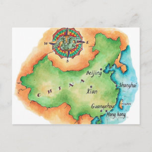 Cartão Postal Mapa da China