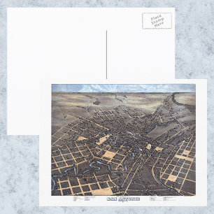 Cartão Postal Mapa da cidade aérea antiga de San Antonio, Texas