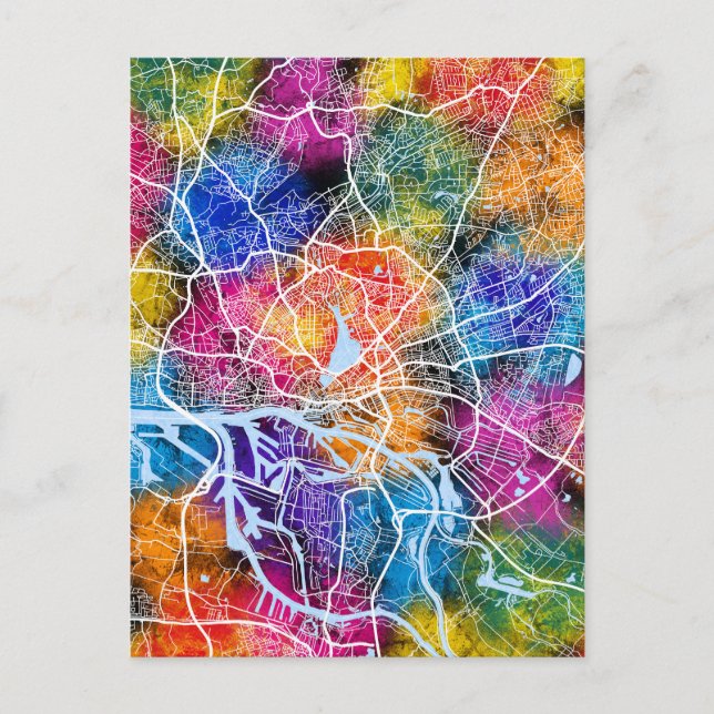 Cartão Postal Mapa da Cidade da Alemanha de Hamburgo (Frente)