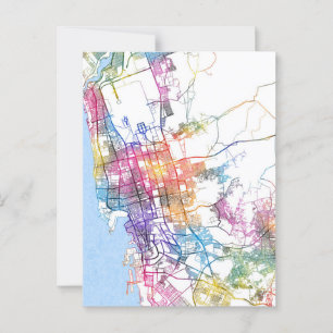 Cartão Postal Mapa da Cidade da Arábia Saudita