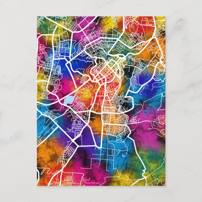 Cartão Postal Mapa da Cidade da Armênia de Yerevan (Frente)