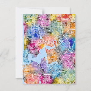 Cartão Postal Mapa da Cidade da Austrália Perth
