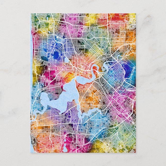 Cartão Postal Mapa da Cidade da Austrália Perth (Frente)