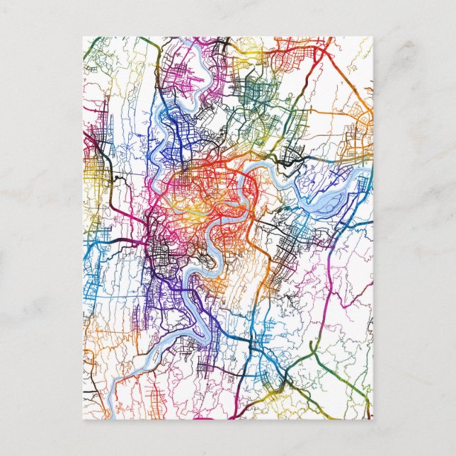 Cartão Postal Mapa da Cidade da China em Chongqing (Frente)