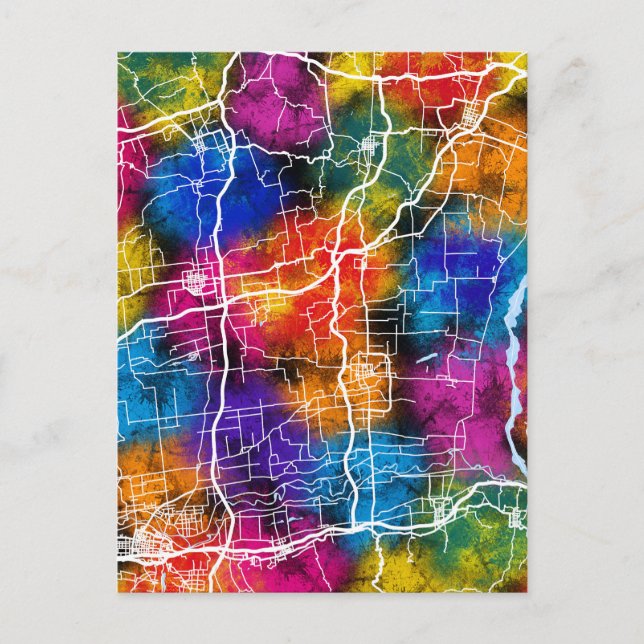 Cartão Postal Mapa da Cidade da China Weinan (Frente)