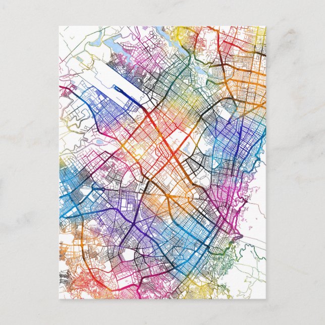 Cartão Postal Mapa da Cidade da Colômbia em Bogotá (Frente)