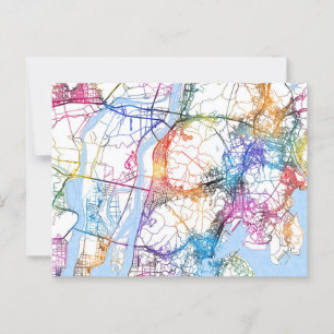Cartão Postal Mapa da Cidade da Coreia do Sul de Busan