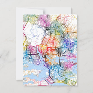 Cartão Postal Mapa da Cidade da Costa do Marfim de Abidjan
