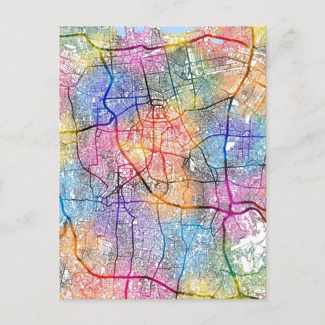 Cartão Postal Mapa da Cidade da Indonésia em Jacarta (Frente)