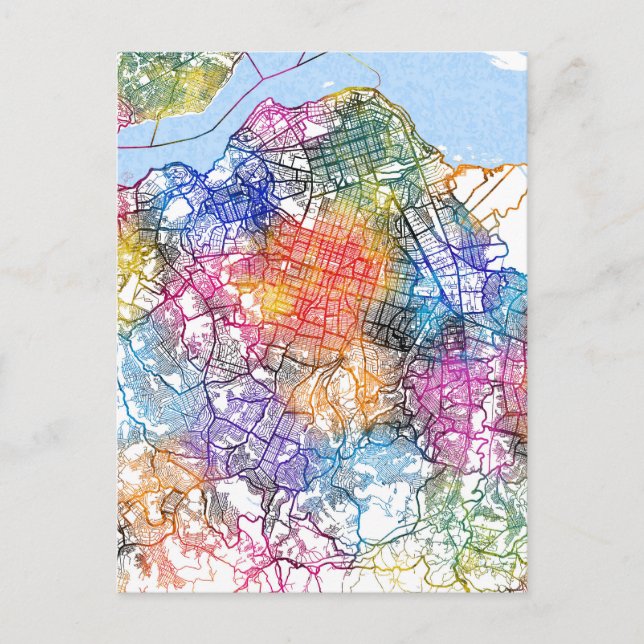 Cartão Postal Mapa da Cidade da República Democrática do Congo e (Frente)